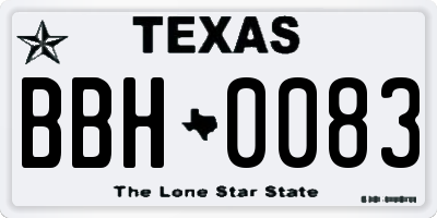 TX license plate BBH0083