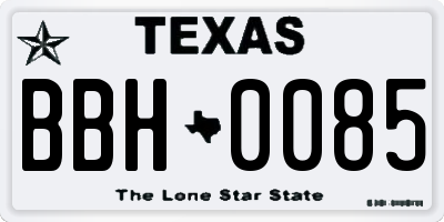 TX license plate BBH0085