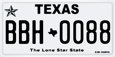 TX license plate BBH0088