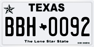 TX license plate BBH0092