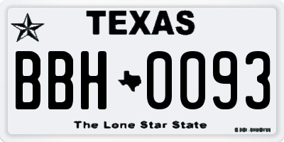 TX license plate BBH0093