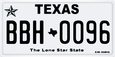 TX license plate BBH0096