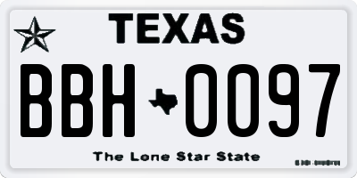 TX license plate BBH0097
