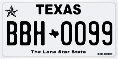 TX license plate BBH0099