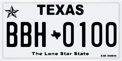 TX license plate BBH0100