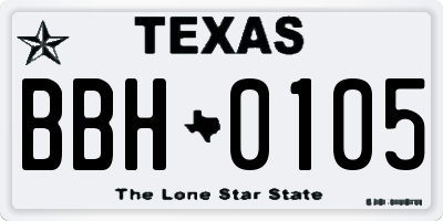 TX license plate BBH0105