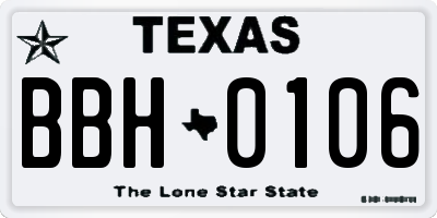 TX license plate BBH0106