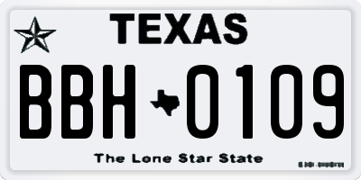 TX license plate BBH0109