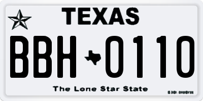 TX license plate BBH0110