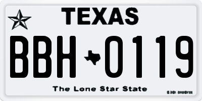 TX license plate BBH0119