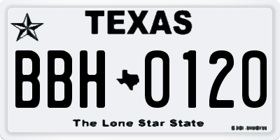 TX license plate BBH0120