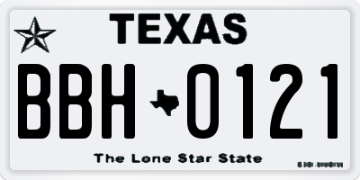 TX license plate BBH0121