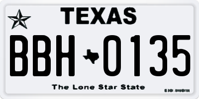 TX license plate BBH0135