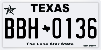 TX license plate BBH0136