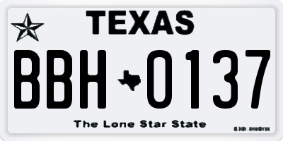 TX license plate BBH0137