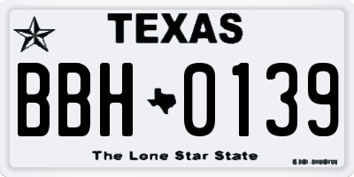 TX license plate BBH0139