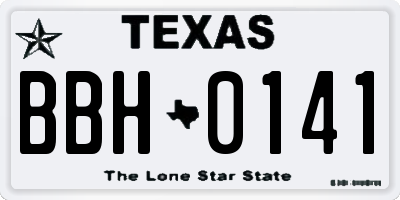 TX license plate BBH0141