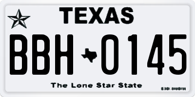 TX license plate BBH0145