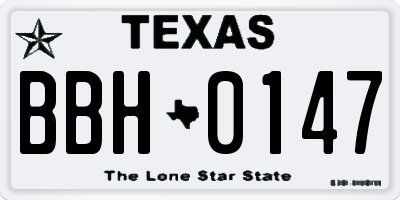 TX license plate BBH0147