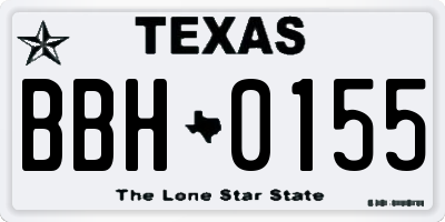 TX license plate BBH0155