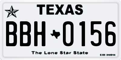 TX license plate BBH0156