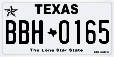 TX license plate BBH0165