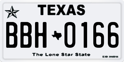 TX license plate BBH0166