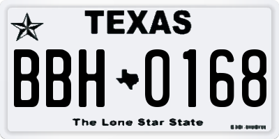 TX license plate BBH0168