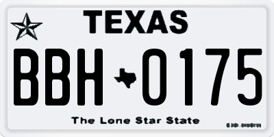 TX license plate BBH0175
