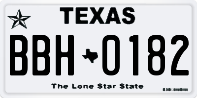TX license plate BBH0182
