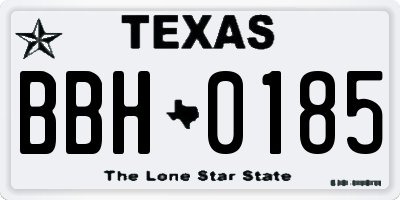 TX license plate BBH0185