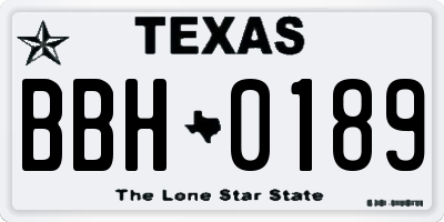 TX license plate BBH0189