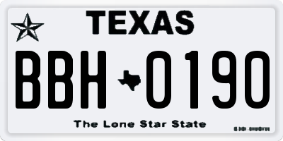 TX license plate BBH0190