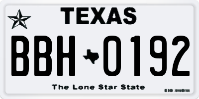 TX license plate BBH0192