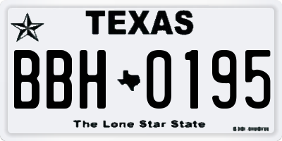 TX license plate BBH0195