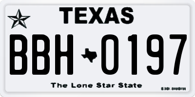 TX license plate BBH0197
