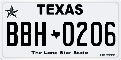 TX license plate BBH0206