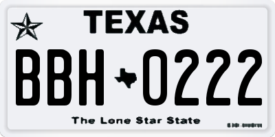 TX license plate BBH0222