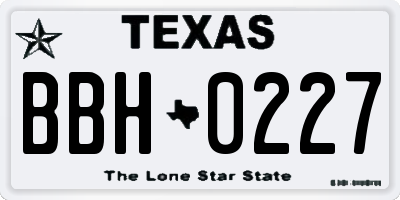 TX license plate BBH0227