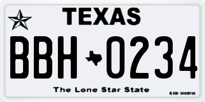 TX license plate BBH0234