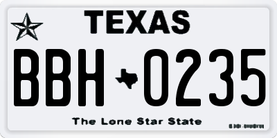 TX license plate BBH0235