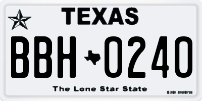 TX license plate BBH0240
