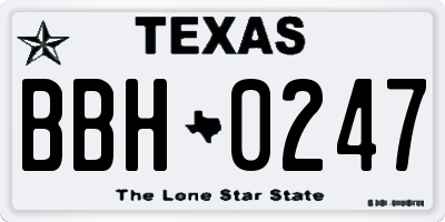 TX license plate BBH0247
