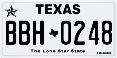 TX license plate BBH0248