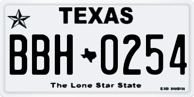 TX license plate BBH0254
