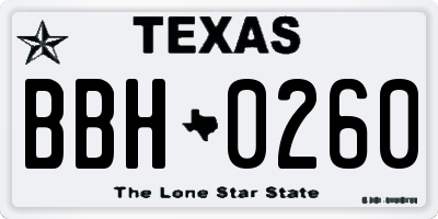 TX license plate BBH0260