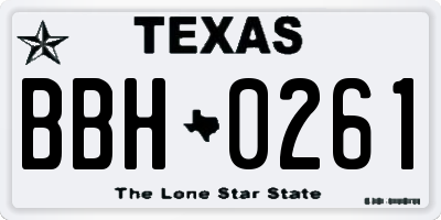 TX license plate BBH0261