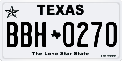 TX license plate BBH0270