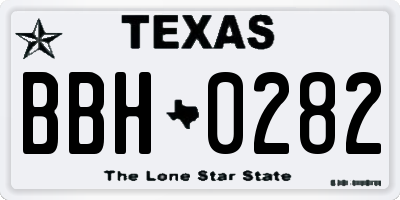 TX license plate BBH0282