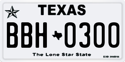 TX license plate BBH0300